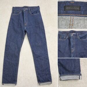 Uniqlo Kaihara Selvedge Jeans Mens 32x30 Slim Straight Stretch Denim‎